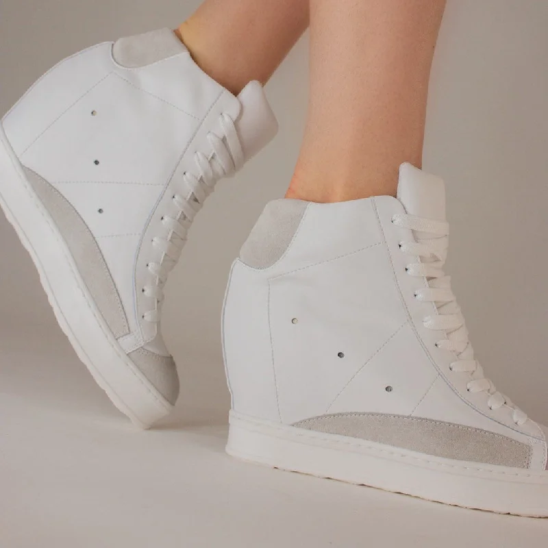 Fearless Bianco Wedge Sneaker Patchwork Shoe Aesthetic  
