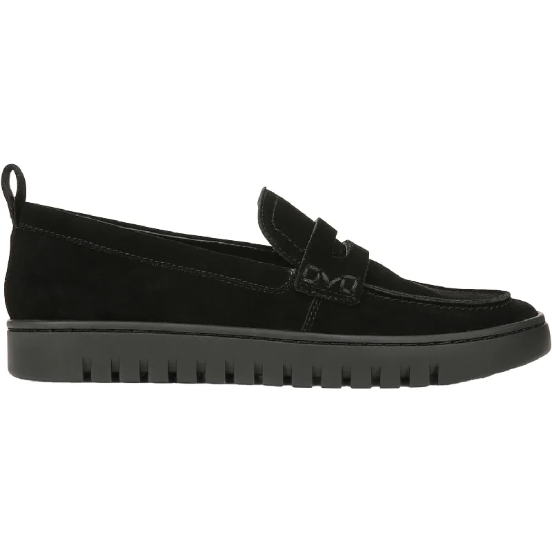 Women's Vionic Uptown Loafer Black Suede Ivy League - Inspired Derby Look 