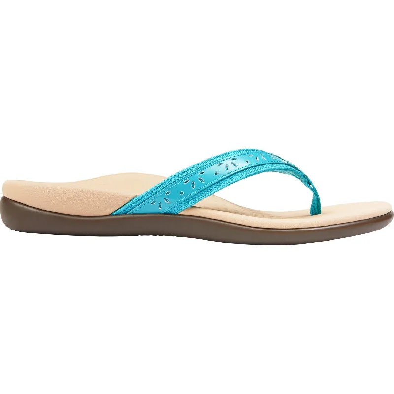 Women's Vionic Casandra Teal Leather Slide Sandal Beach Style  