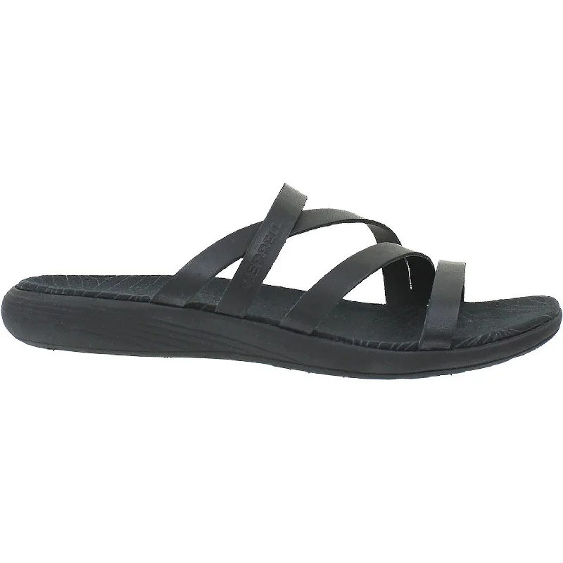 Women's Merrell Duskair Seaway Slide Black Leather Dressy Chelsea Boot Style 