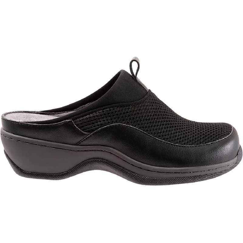Women's SoftWalk Aberdeen Black Leather/Fabric Tailored Oxford Style 