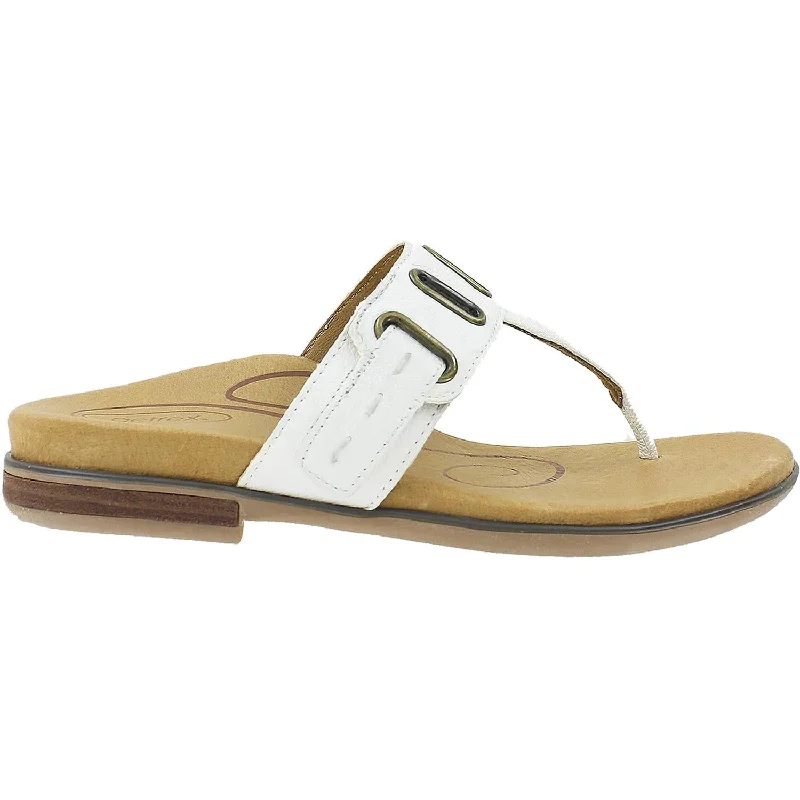 Women's Aetrex Zara Antique White Leather Slide Sandal Beach Style  