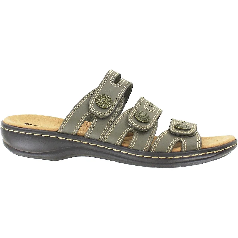 Women's Clarks Leisa Lakia Sage Leather Metallic Trim Shoe Design  