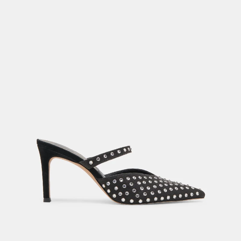 KANIKA CRYSTAL STUD HEELS BLACK CRYSTAL Business Monk Strap Style  