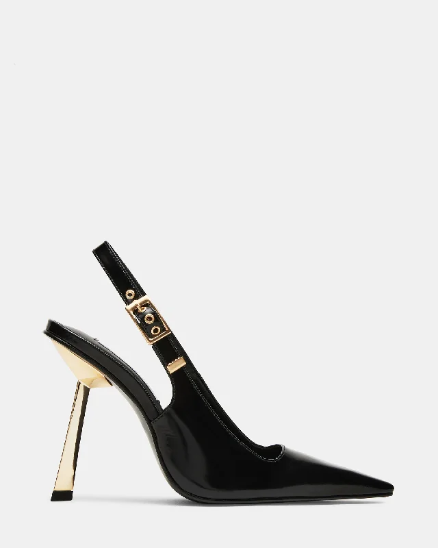 DIVINE BLACK LEATHER Comfortable Derby Style  