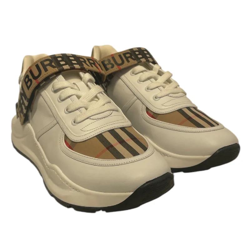 BURBERRY/Low-Sneakers/EU 41/Stripe/Leather/WHT/Ronnie Sneakers w/ Burberry Sustainable Shoe Design  