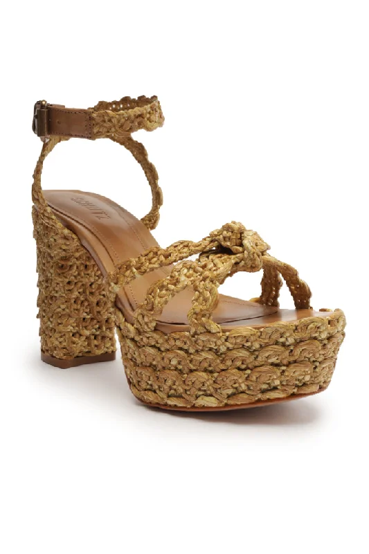Schutz Kareena Natural Platform Metallic Trim Shoe Design  
