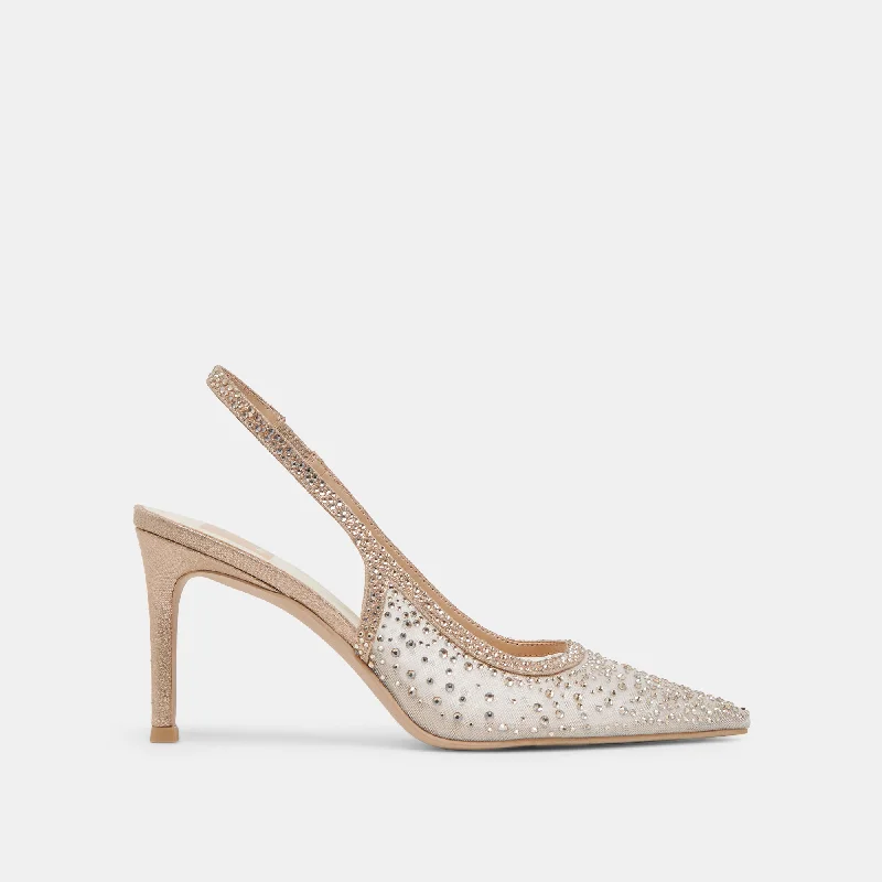 KAYE CRYSTAL HEELS GOLD MESH Zip - Up Boot Style  
