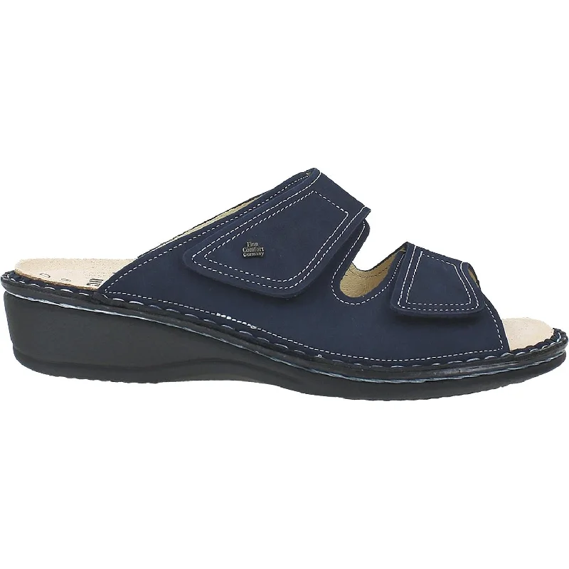 Women's Finn Comfort Jamaica Soft Atlantic Navy Patagonia Nubuck Business Monk Strap Style  