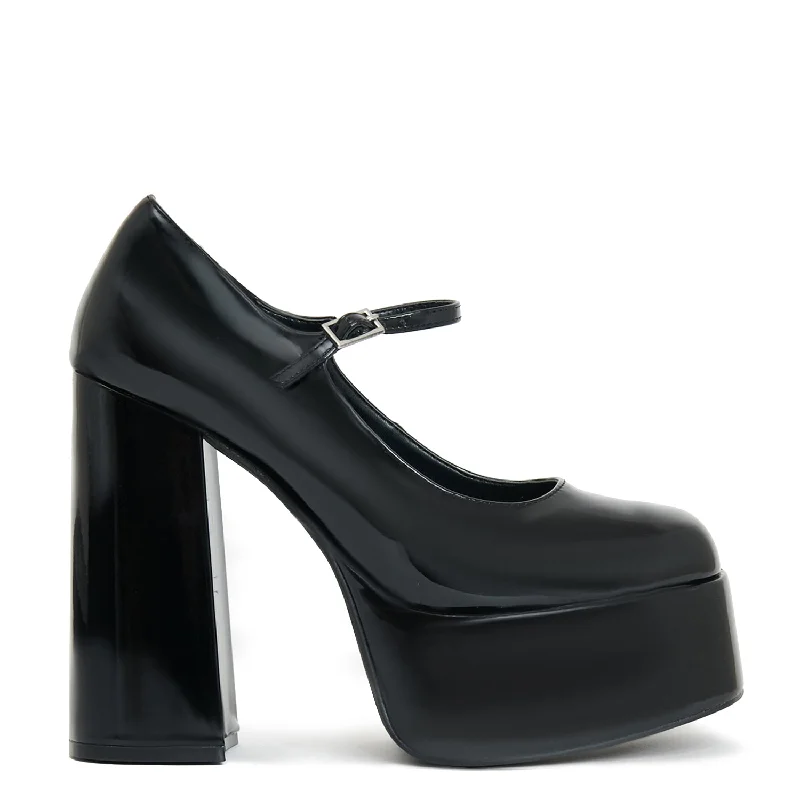 Darkbloom Black Patent Platform Heels Hemp - Material Shoe Style  