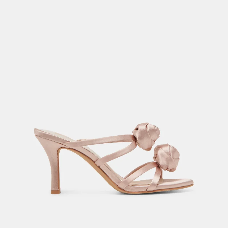 LINZY HEELS LT BLUSH SATIN Beaded Moccasin Design 