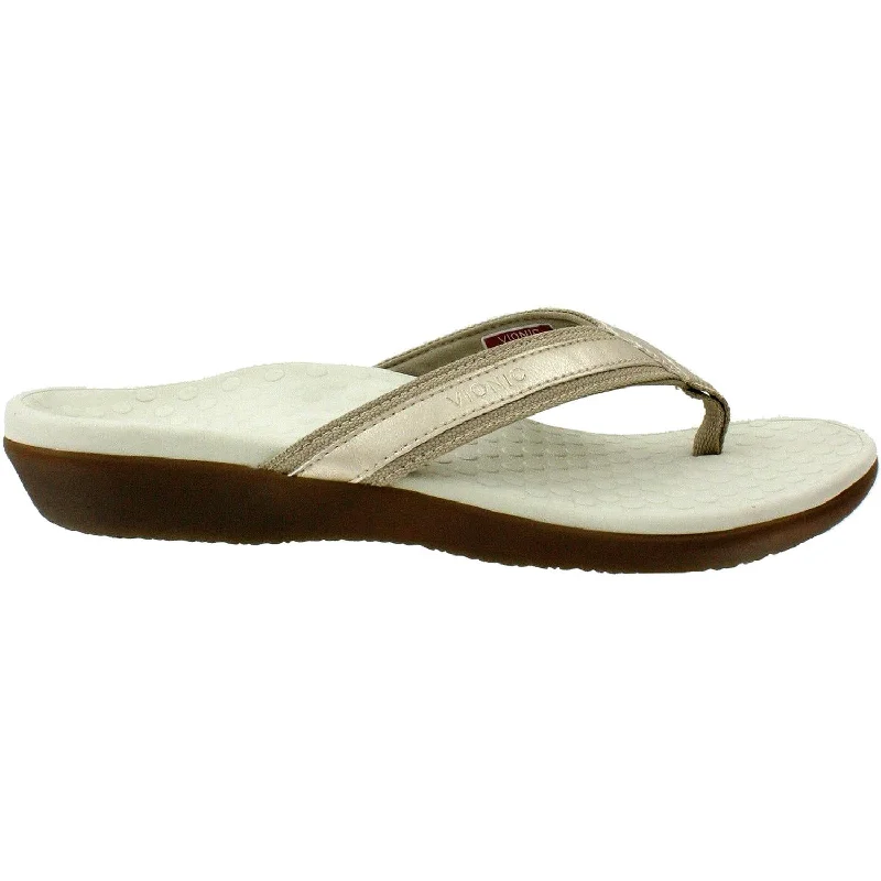 Women's Vionic Tide II Gold Metallic Leather Elastic - Sided Chelsea Look  