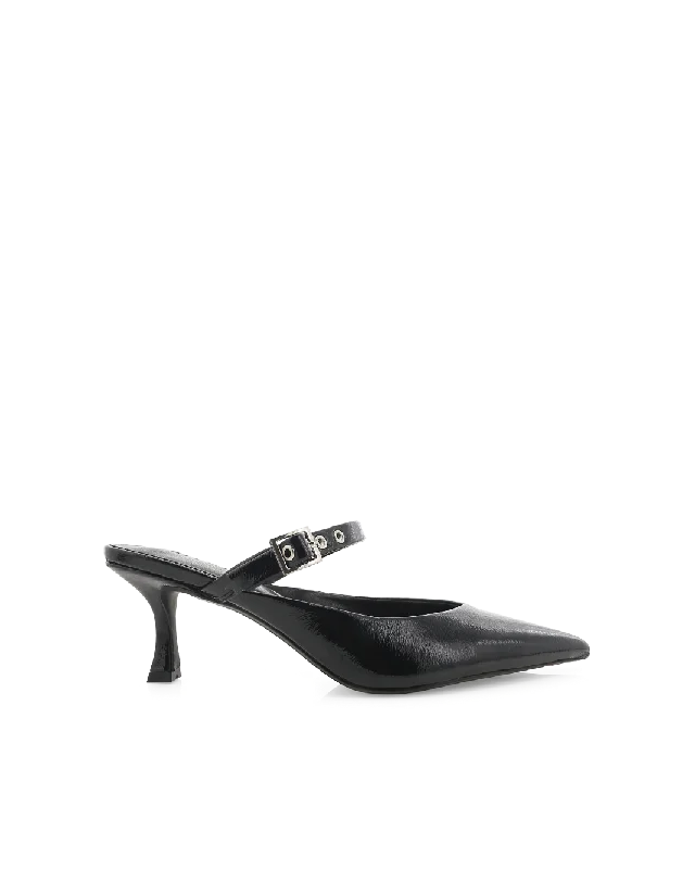 OLINDA - BLACK CRINKLE PATENT British Gentleman Oxford Style  