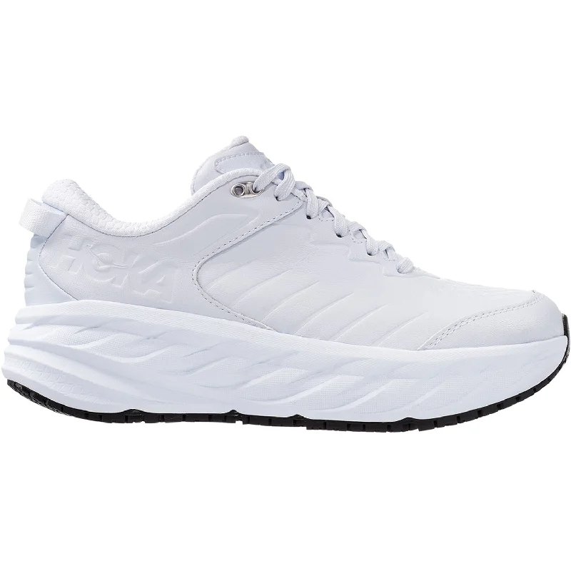 Women's Hoka Bondi SR White Leather Monochromatic Shoe Look  