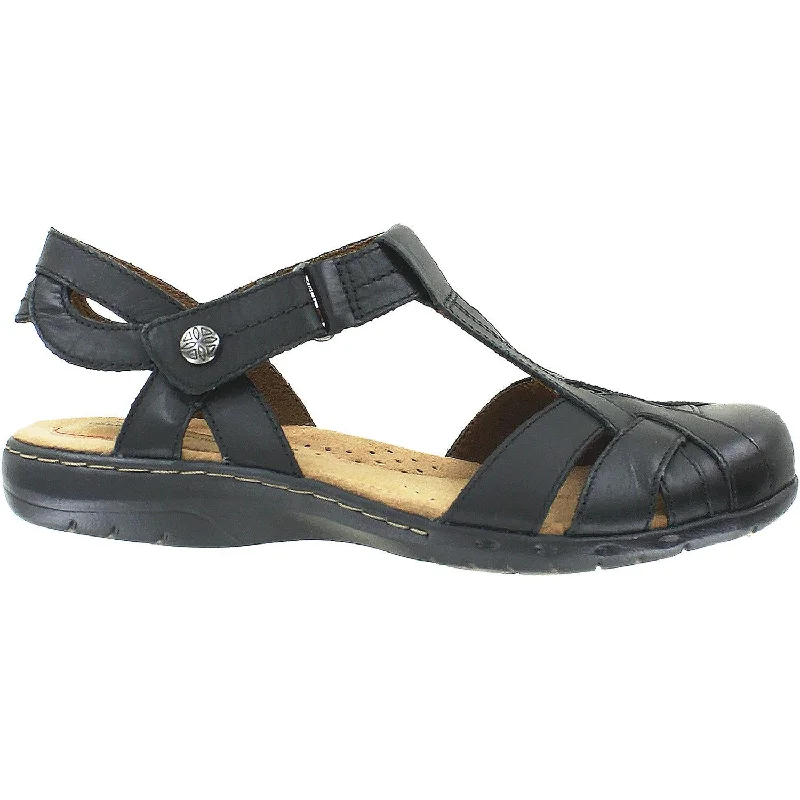 Women's Rockport Cobb Hill Penfield T-Strap Black Leather Art Deco - Inspired Shoe Look  
