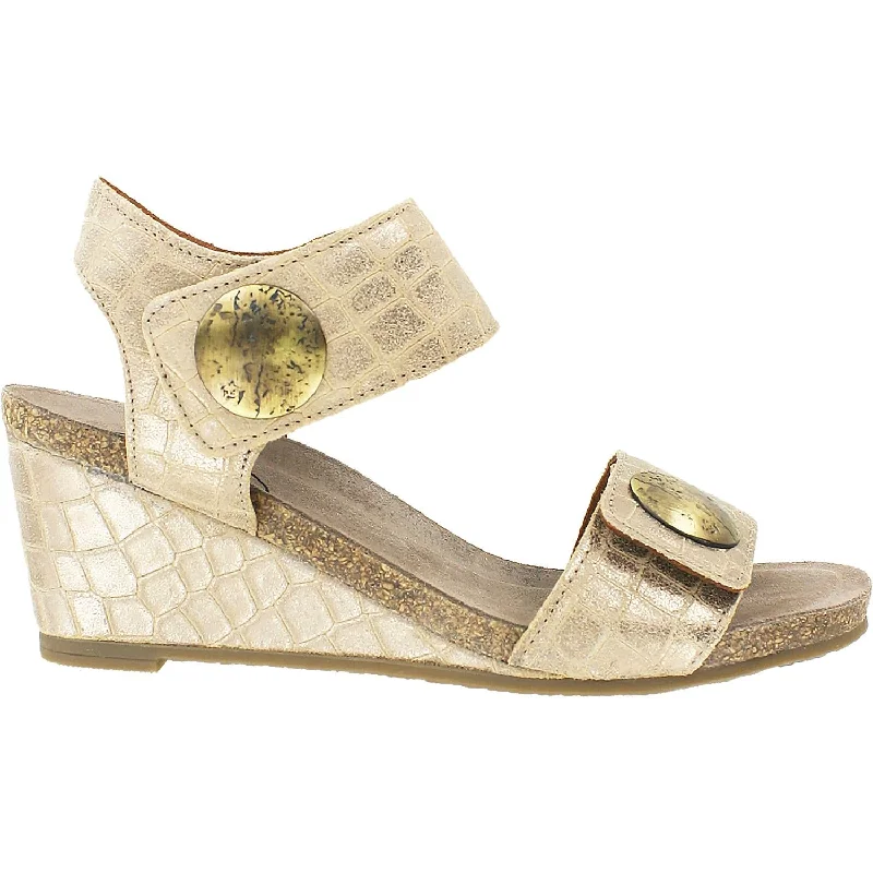 Women's Taos Carousel 2 Champagne Croc Emboss Leather Mod Oxford Design  