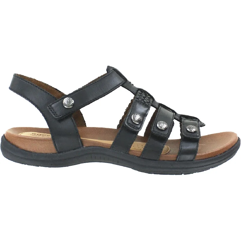 Women's Rockport Cobb Hill Rubey T-Strap Black Leather Glow - in - the - Dark Shoe Design  