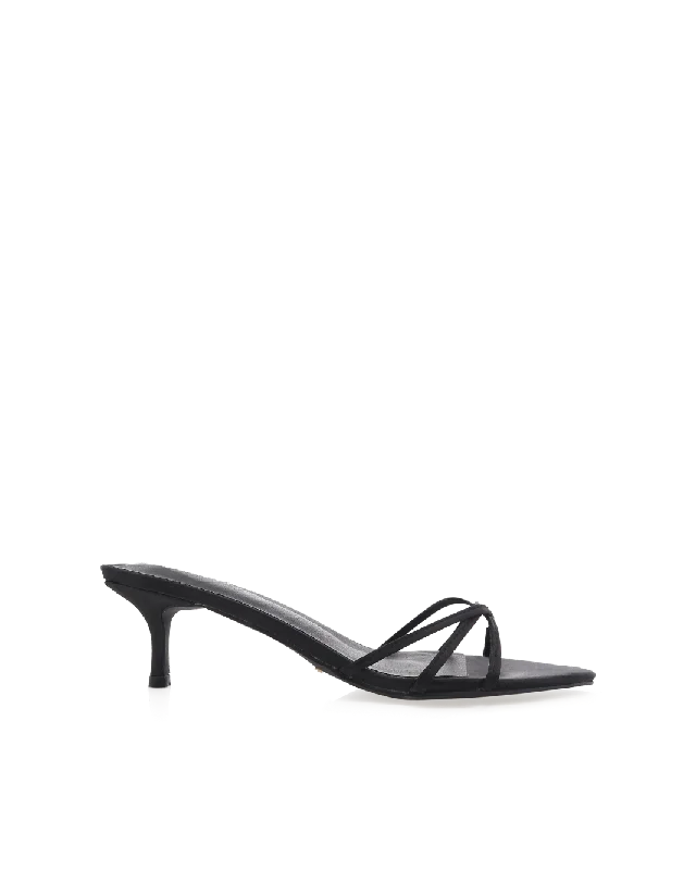 JUPITER - BLACK SATIN Open - Lacing Derby Look  