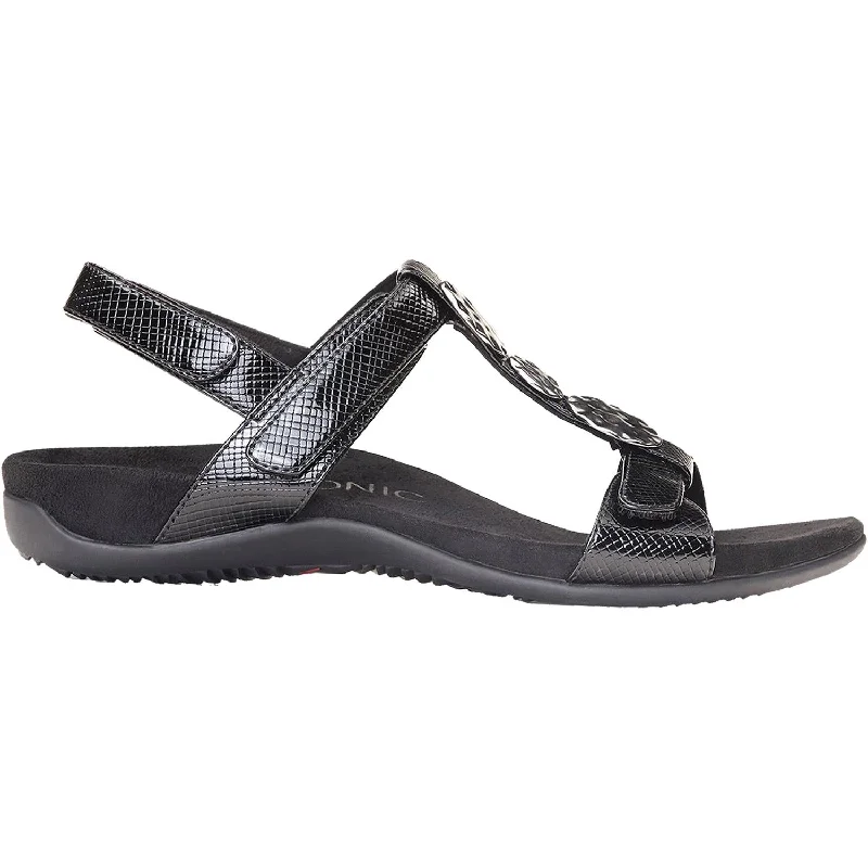 Women's Vionic Farra Lizard Black Faux Leather Two - Tone Shoe Design  
