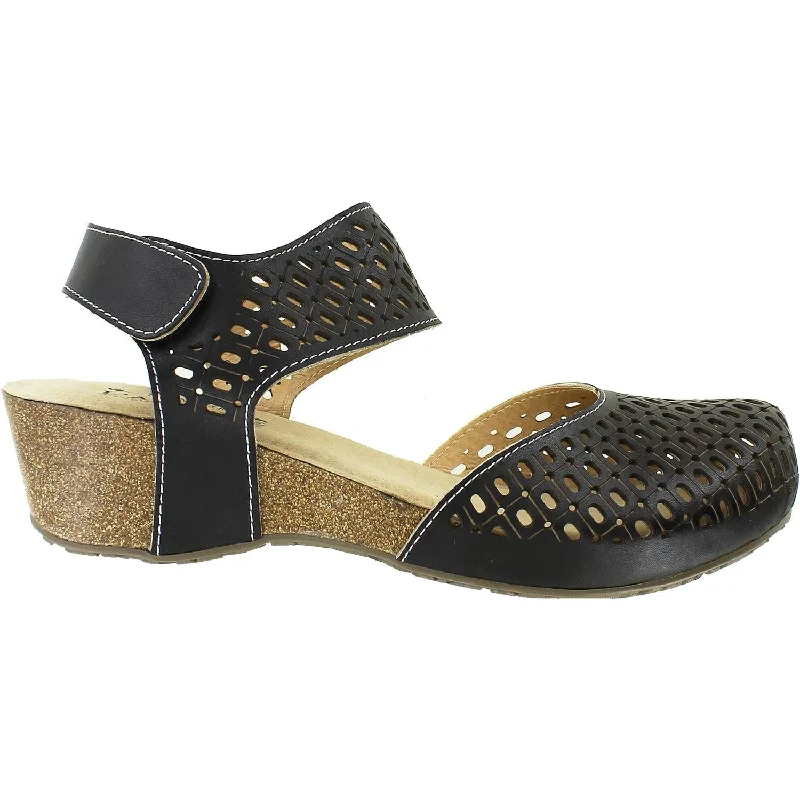 Women's Spring Step Poppiri Black Leather Suede Desert Boot 