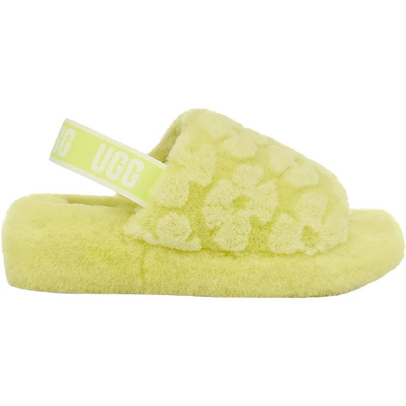 Women's UGG Fluff Yeah Slide Poppy Pollen Sheepskin Camouflage Print Boot Style  