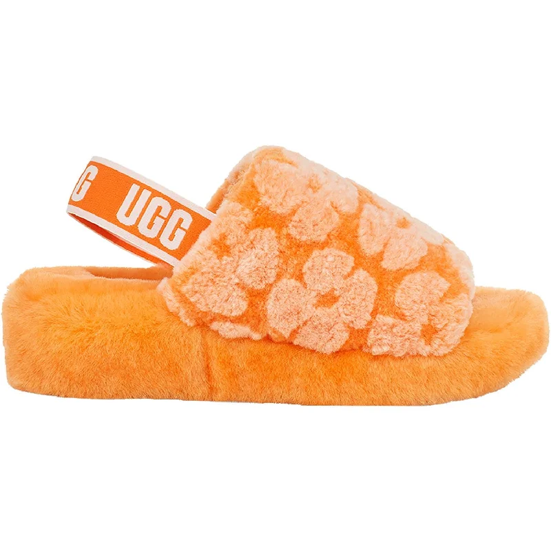 Women's UGG Fluff Yeah Slide Poppy California Poppy Sheepskin Ivy League Loafer Look 