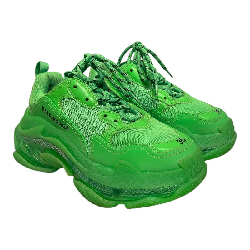 BALENCIAGA/Low-Sneakers/EU 36/Cotton/GRN/Balenciaga Neon Triple S Inflatable Shoe Look 