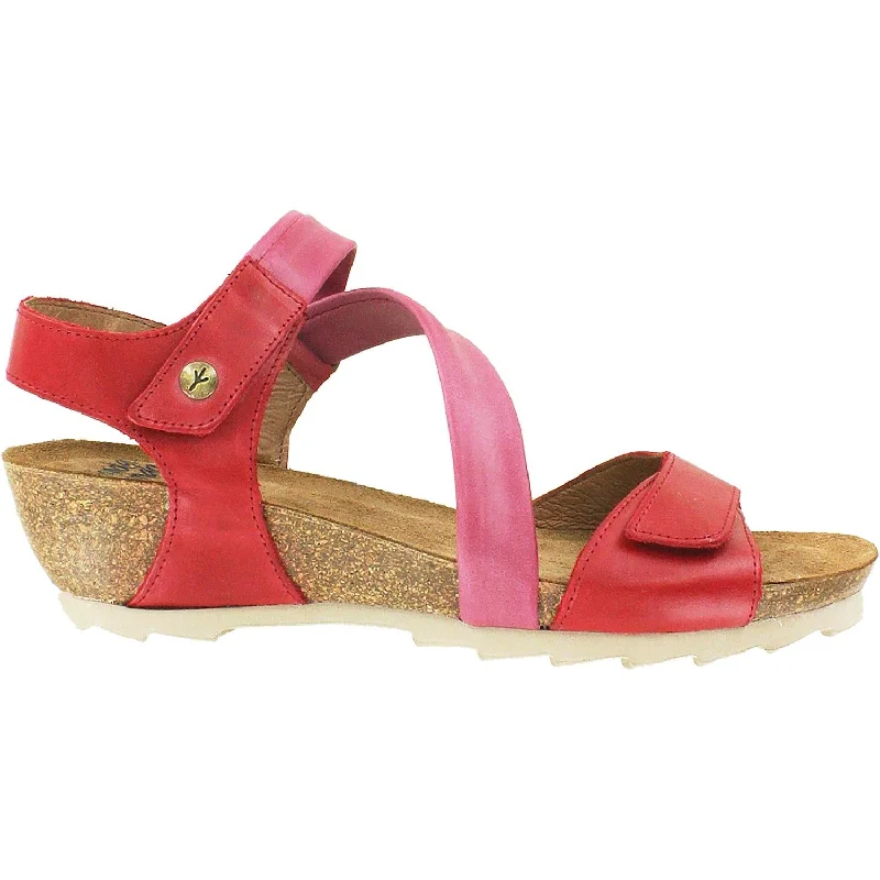 Women's Wanda Panda Bilma 2 Burdeos Red Leather Checkered Shoe Pattern Look  