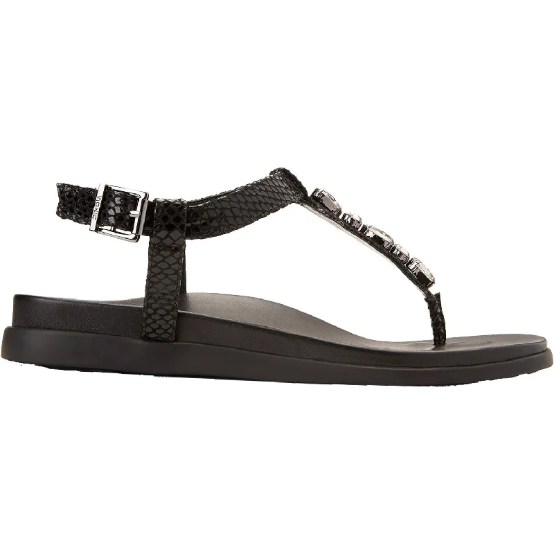 Women's Vionic Boca Black Snake Leather Patchwork Shoe Aesthetic  