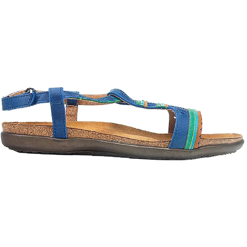 Women's Naot Odelia Oily Blue Leather Slide Sandal Beach Style  