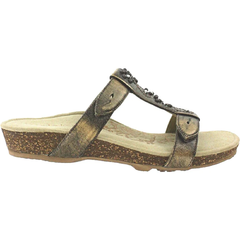 Women's Aetrex Nikki Bronze Leather Elastic - Sided Chelsea Look  
