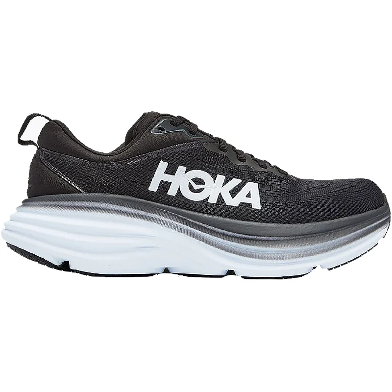 Women's Hoka Bondi 8 Black/White Mesh Cowboy Boot Western Style  