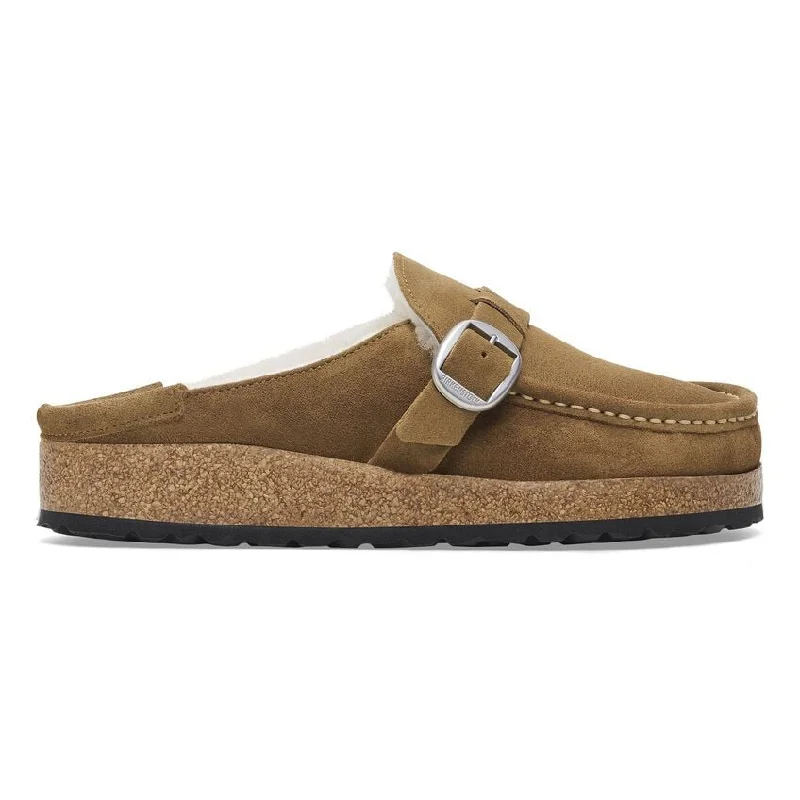 WOMEN'S BIRKENSTOCK BUCKLEY SHEARLING | TEA Patchwork Shoe Aesthetic  