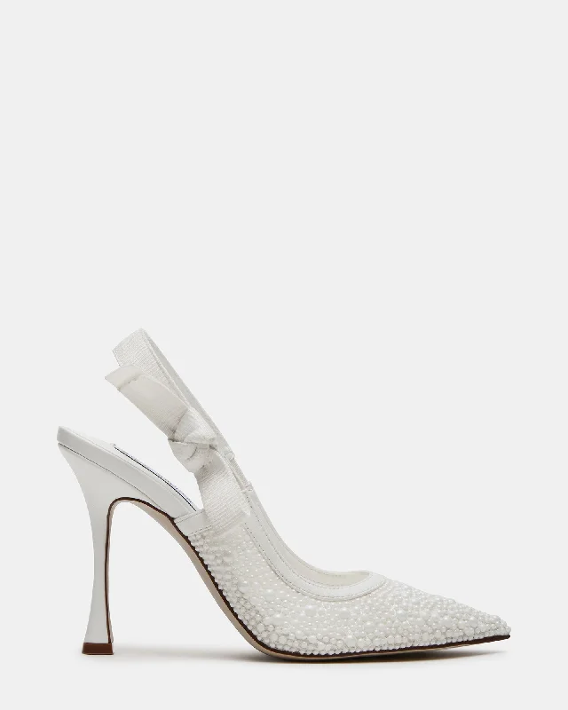 BRI WHITE LACE PEARL Ankle - High Military Boot Style  