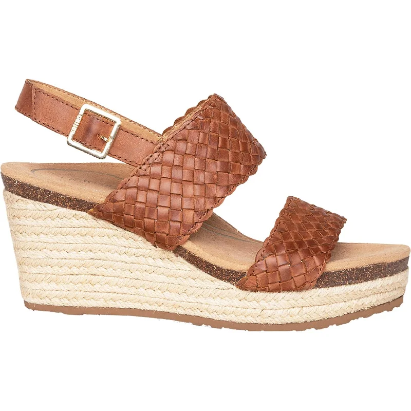 Women's Aetrex Summer Cognac Leather Ivy League - Inspired Derby Look 