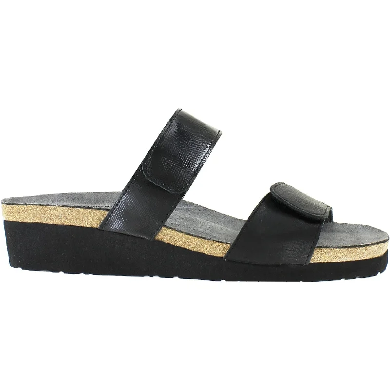 Women's Naot Althea Soft Black/Black Luster Leather Performance Running Sneaker Look  