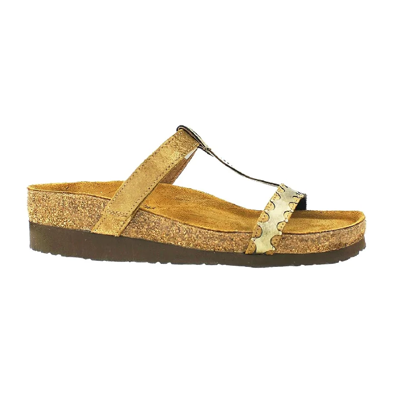 Women's Naot Aspen Gold Shimmer/Brass Leather Art Deco - Inspired Shoe Look  