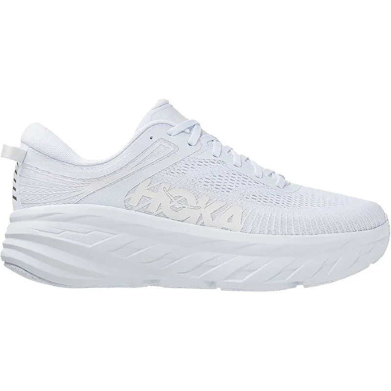 Women's Hoka Bondi 7 White/White Mesh Casual Loafer Style          