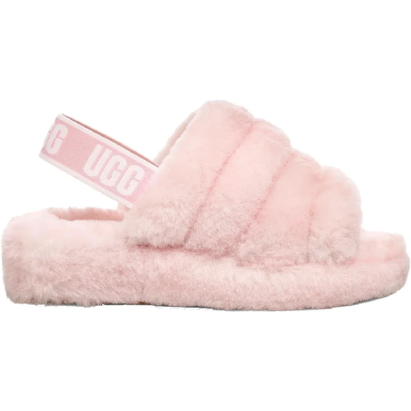 Women's UGG Fluff Yeah Slide Seashell Pink Sheepskin Bespoke Shoe Aesthetic 