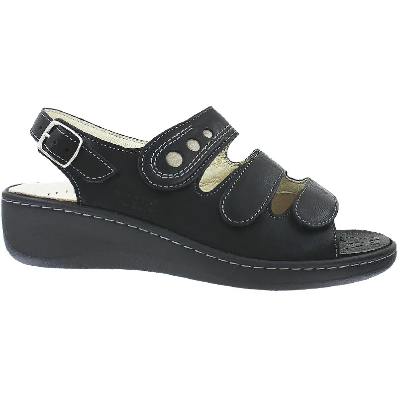 Women's Fidelio Ellen 43-4022 Black Leather Upcycled Shoe Look  