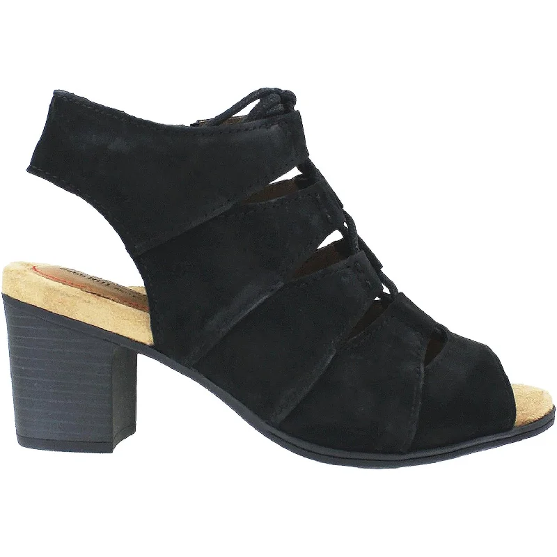 Women's Rockport Cobb Hill Hattie Lace Up Black Leather Upcycled Shoe Look  