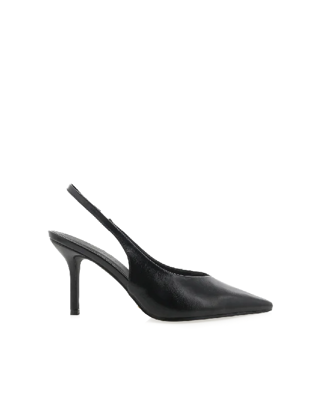 KENDRA - BLACK SHINE Distressed Leather Shoe Style  