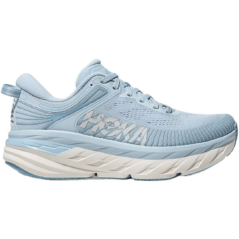 Women's Hoka Bondi 7 Ice Water/White Mesh Ivy League Loafer Look 