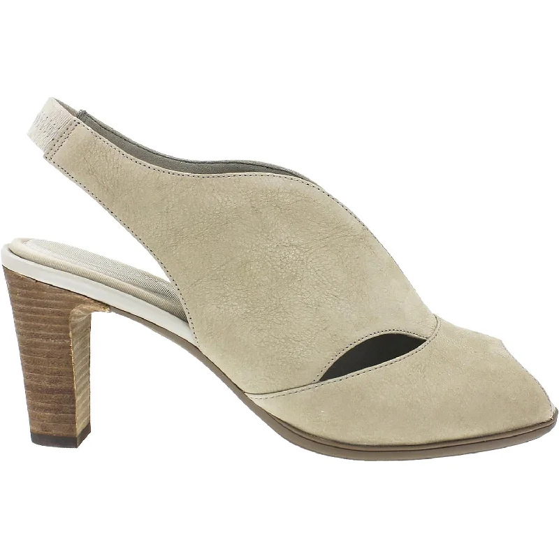 Women's Rockport Total Motion 75Mmm V Sling Khaki Nubuck Inflatable Shoe Look 