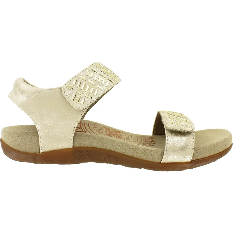 Women's Aetrex Marcy Champagne Synthetic Metallic Trim Shoe Design  