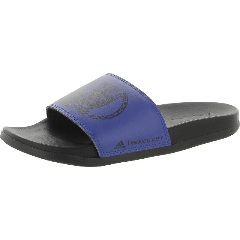 Adidas Mens Adilette Comfort Faux Leather Slip On Pool Slides Sustainable Shoe Design  