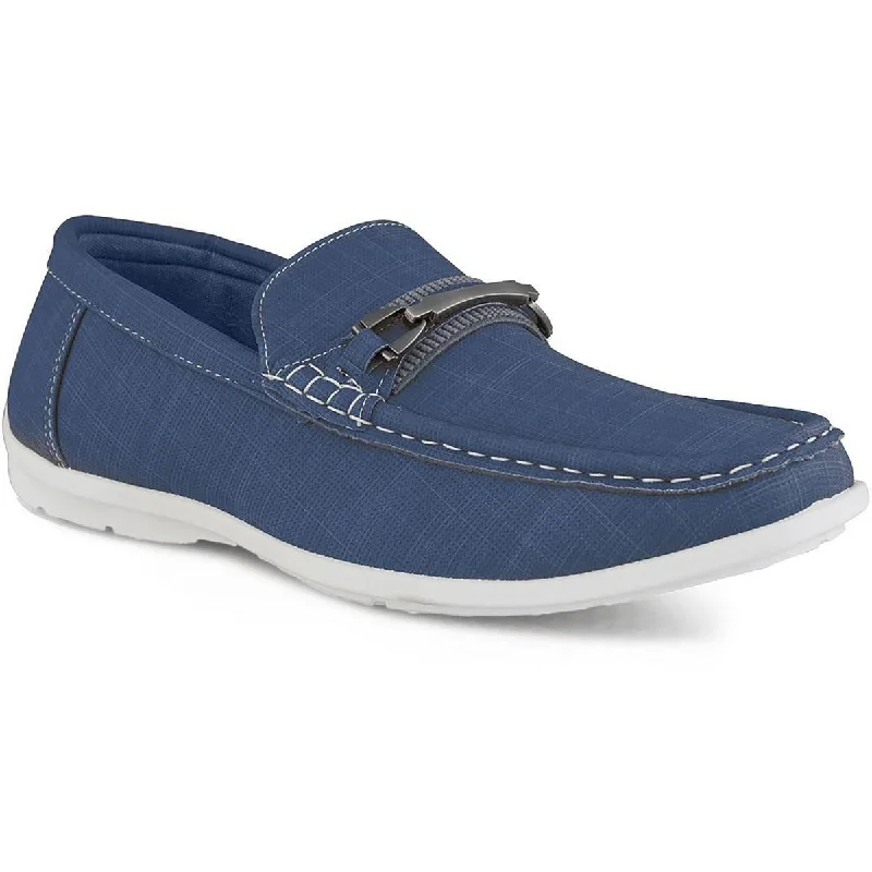 Akademiks Mens Hero 02 Faux Leather Slip-On Loafers Open - Lacing Derby Look  