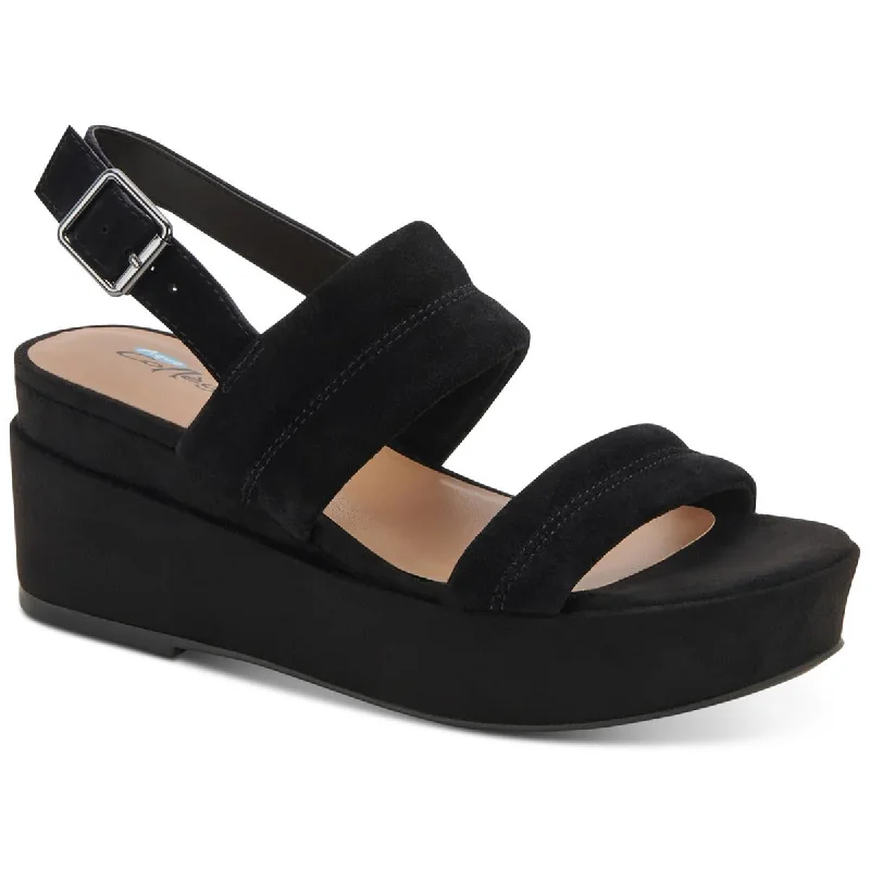 Aqua College Womens Nuria Suede Platform Slingback Sandals Elastic - Sided Chelsea Look  