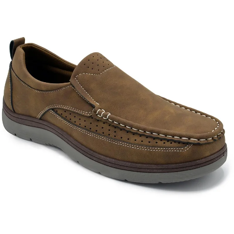 Aston Marc Mens Newport Faux Suede Slip-On Loafers Two - Tone Shoe Design  