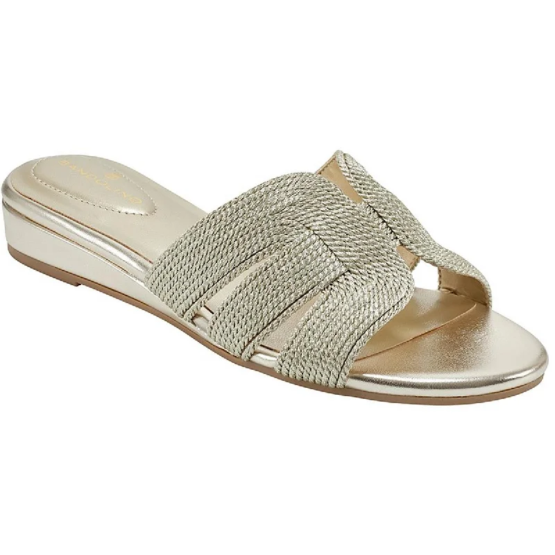 Bandolino Womens Kaylor 2 Faux Leather Braided Slide Sandals Combat - Inspired Military Boot Look  